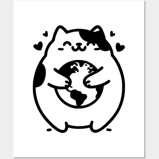 Hug the earth by the cat Posters and Art